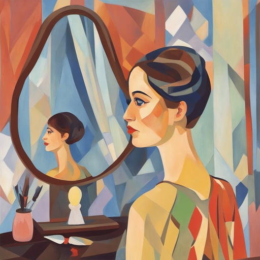 a woman looking in the mirror