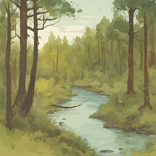 a forest with a river