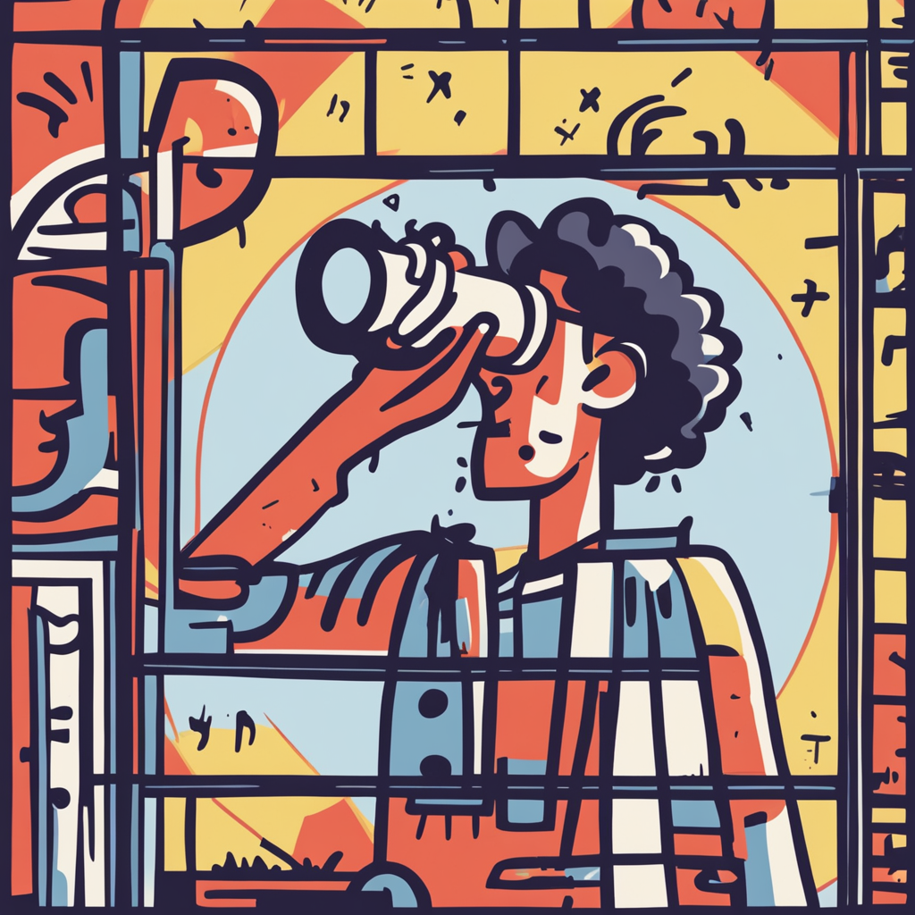 a person looking through a telescope