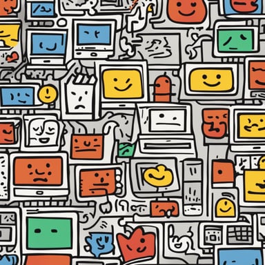 a computer screen with large emojis coming out of it