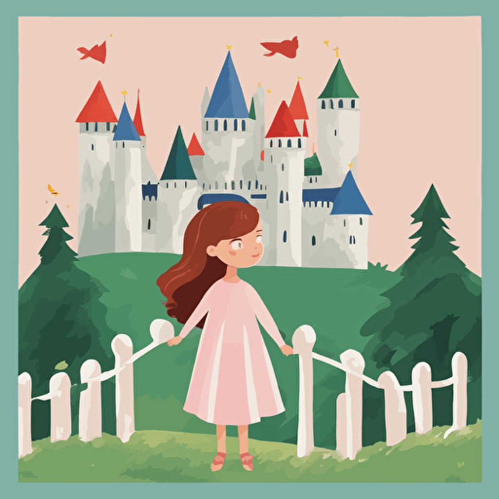 a princess standing in front of a castle