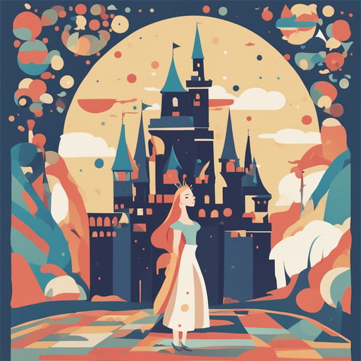 a princess standing in front of a castle