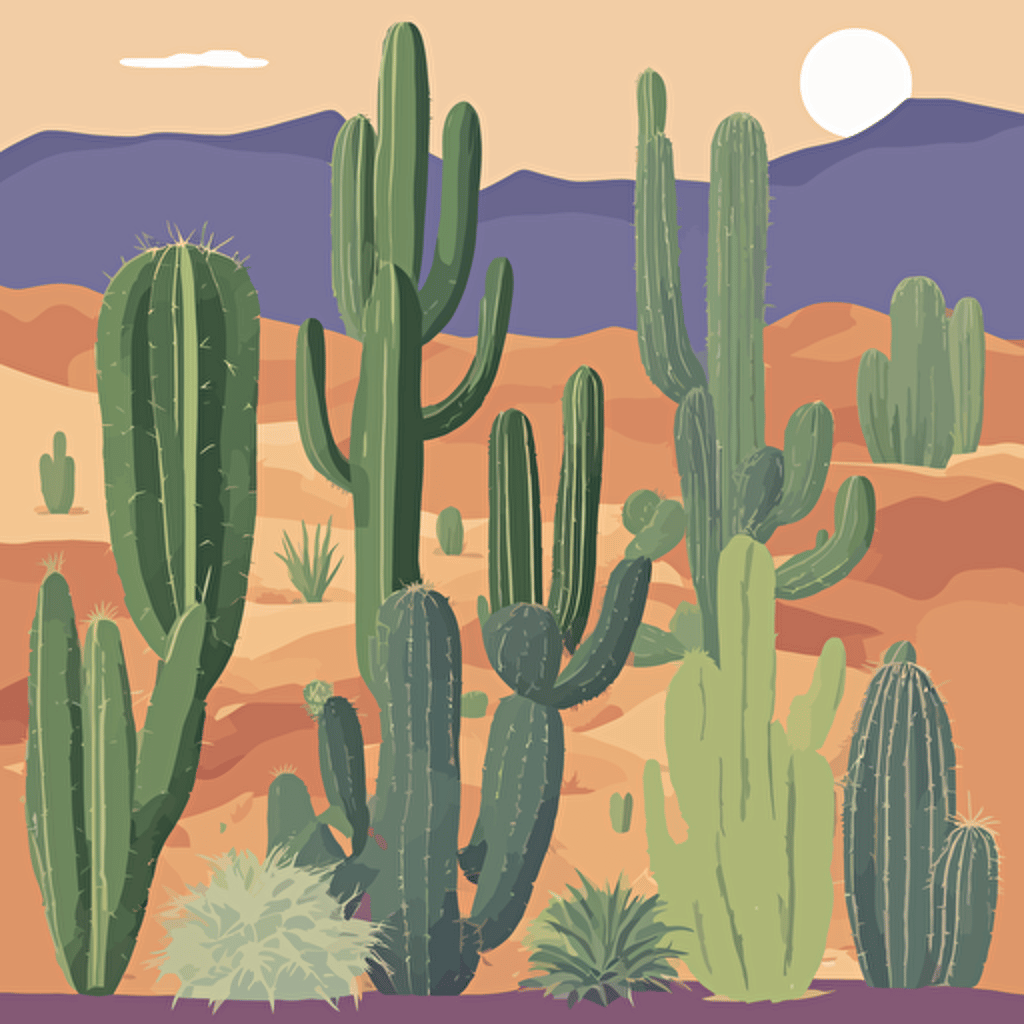 a collection of cacti in the desert