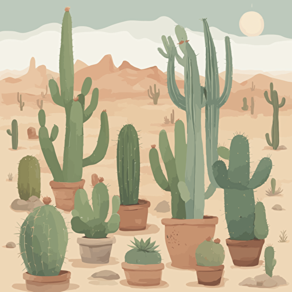 a collection of cacti in the desert