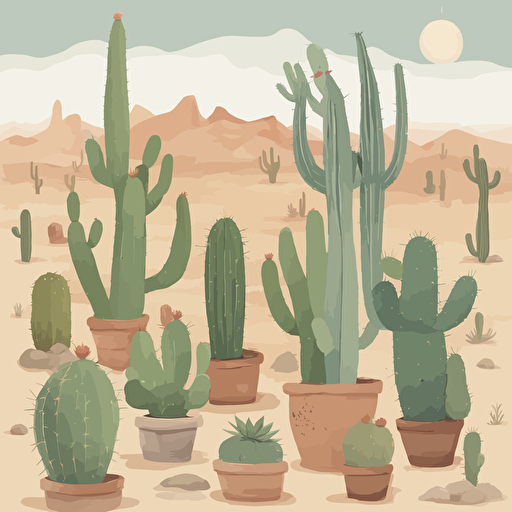 a collection of cacti in the desert