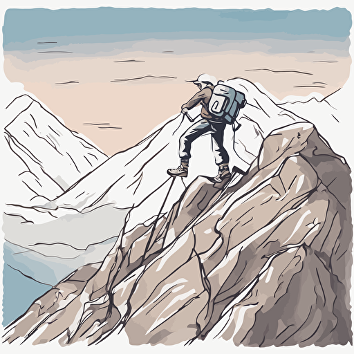 a mountain climber reaching the top of a mountain