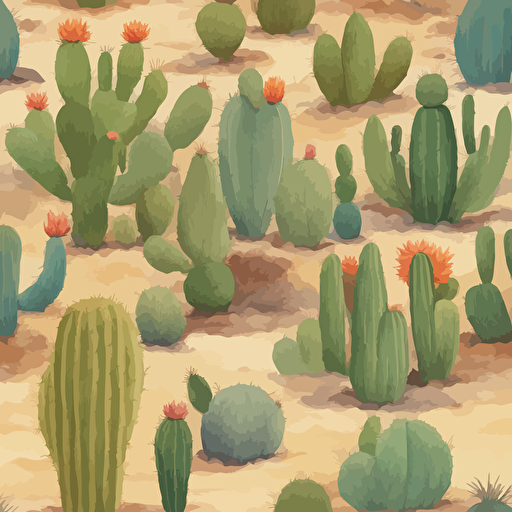 a collection of cacti in the desert