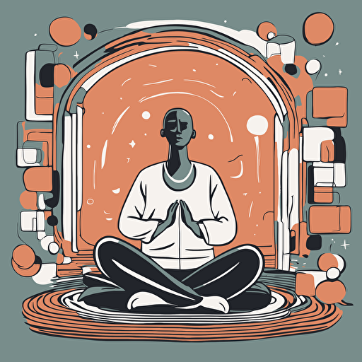 a person meditating with shapes coming out of their head