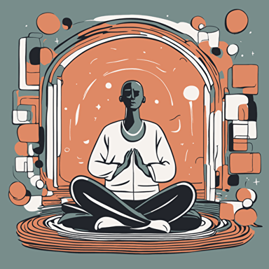 a person meditating with shapes coming out of their head