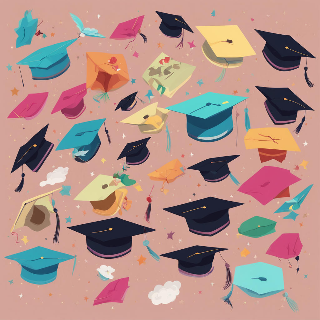 graduations hats in the air