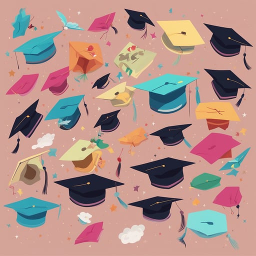 graduations hats in the air