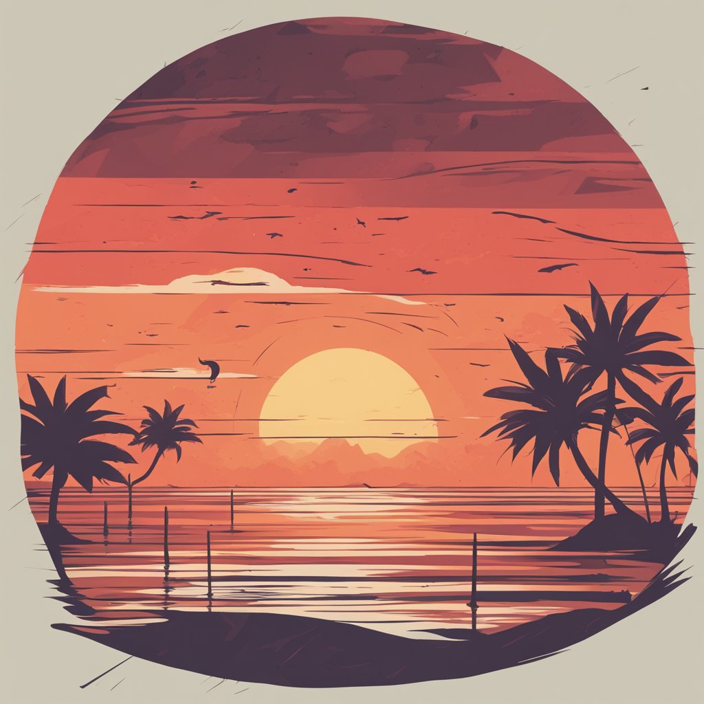 a sunsetting over a beach