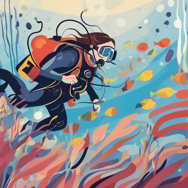 a woman scuba diving
