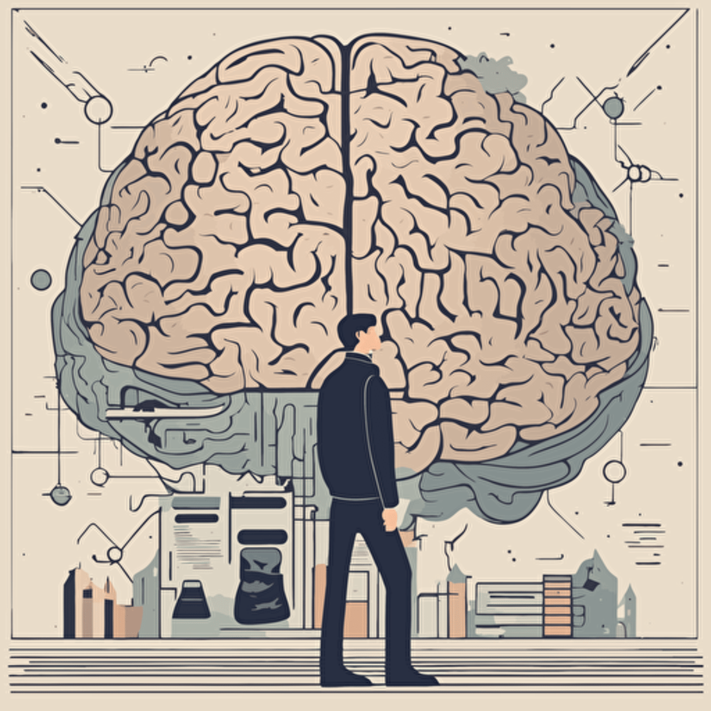 researches standing in front of a gigantic brain