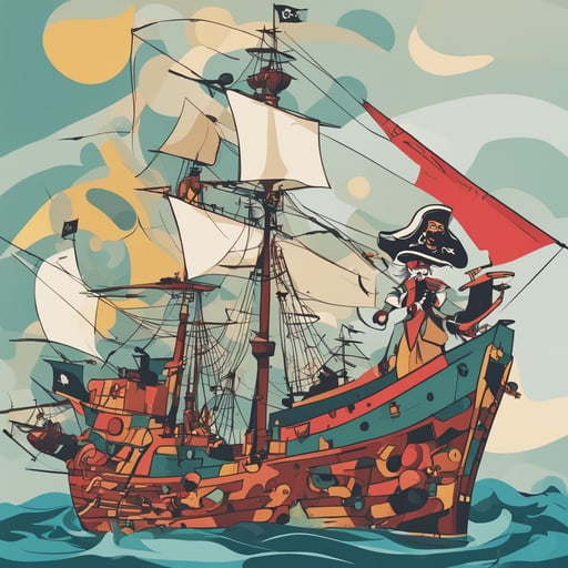 a pirate standing on a ship
