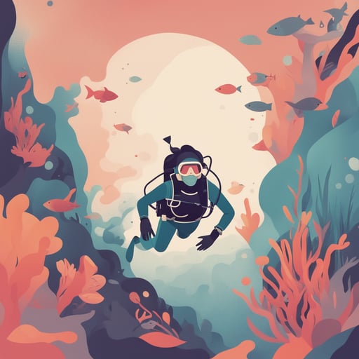 a woman scuba diving