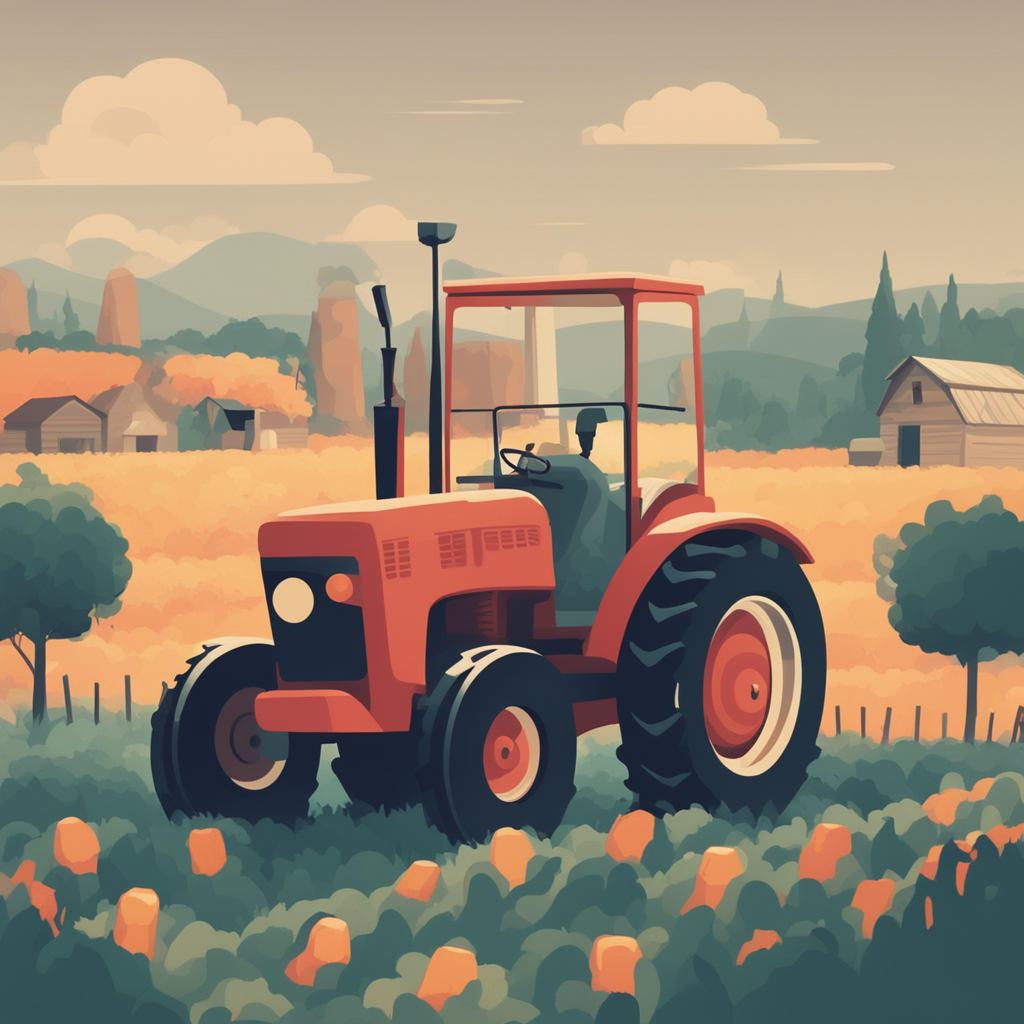 a tractor on a farm