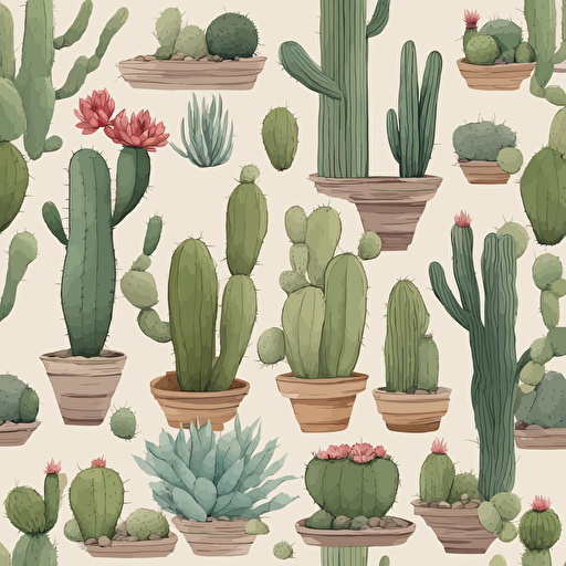 a collection of cacti in the desert