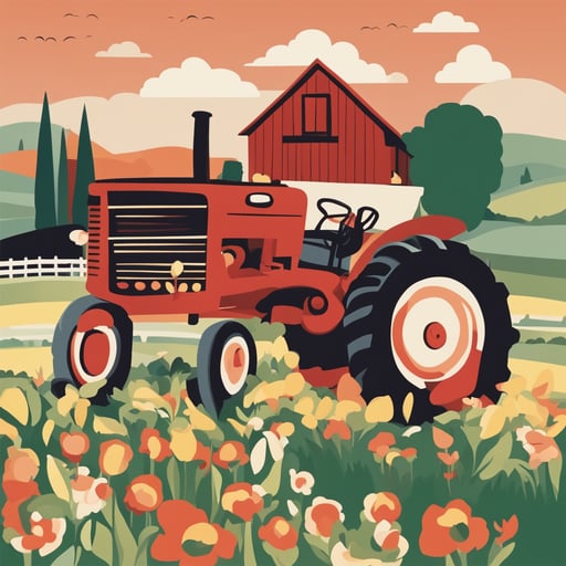 a tractor on a farm