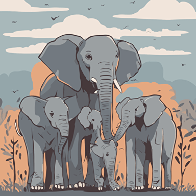 a family of elephants