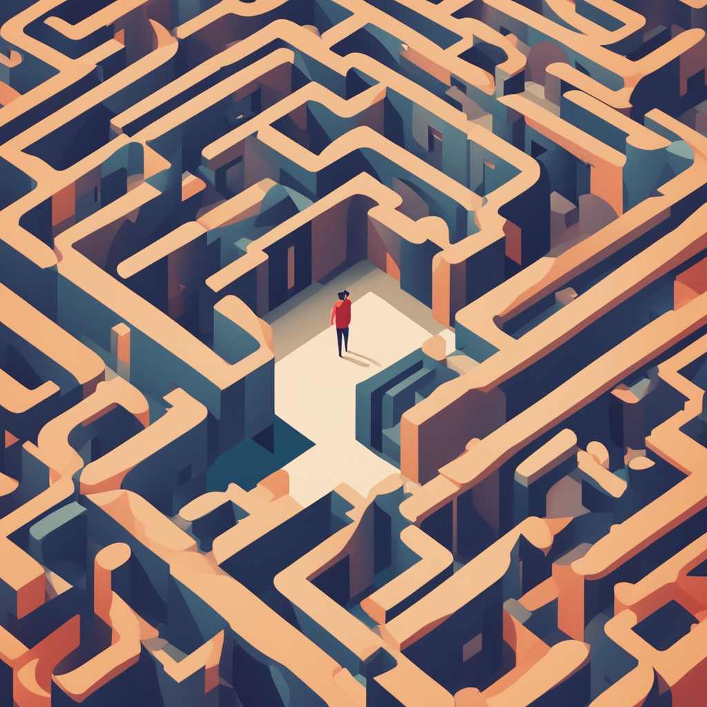 a person standing in a maze