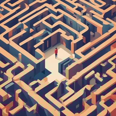 a person standing in a maze