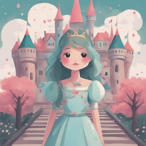 a princess standing in front of a castle