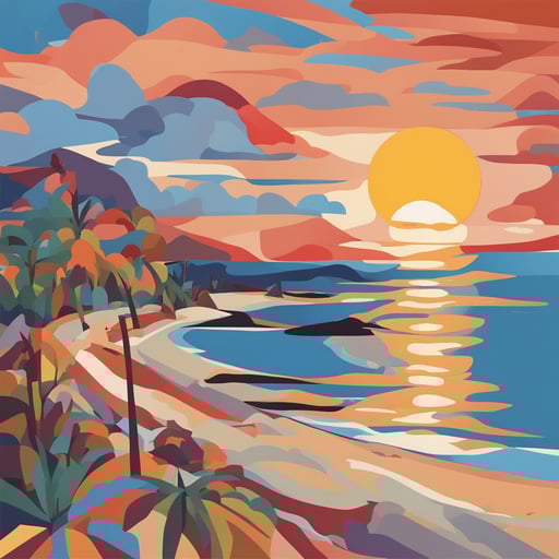 a sunsetting over a beach