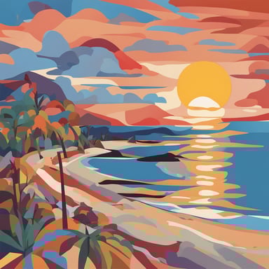 a sunsetting over a beach