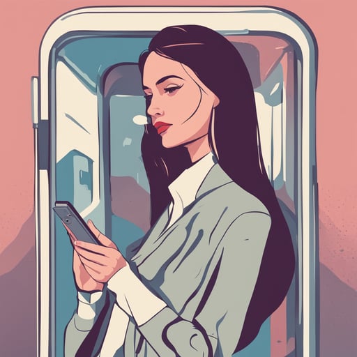 a woman inside a mobile phone