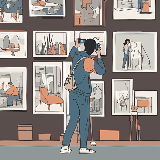 a person taking a picture of art