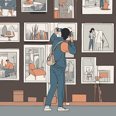 a person taking a picture of art