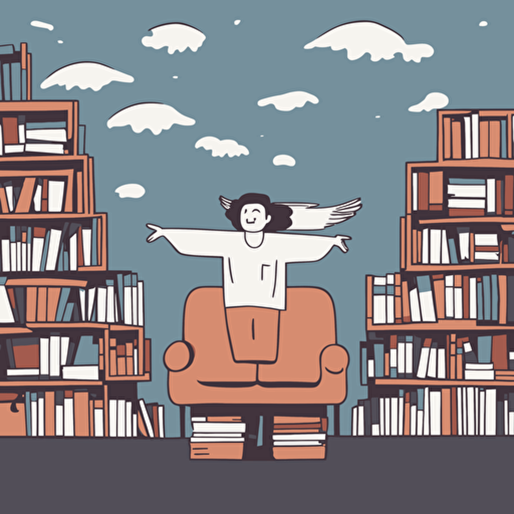 a person flying on a book