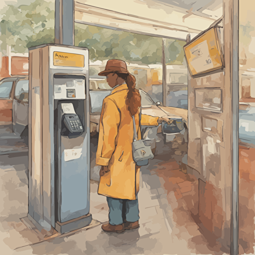 a person paying for parking