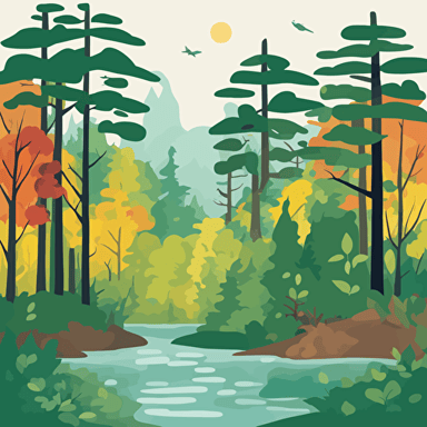 a forest with a river