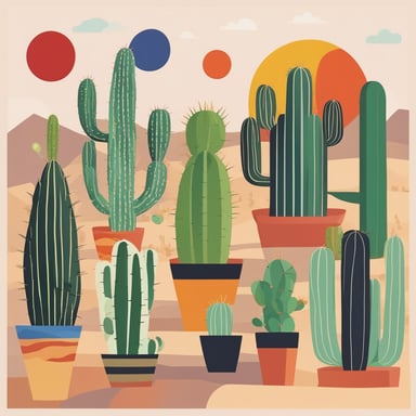 a collection of cacti in the desert