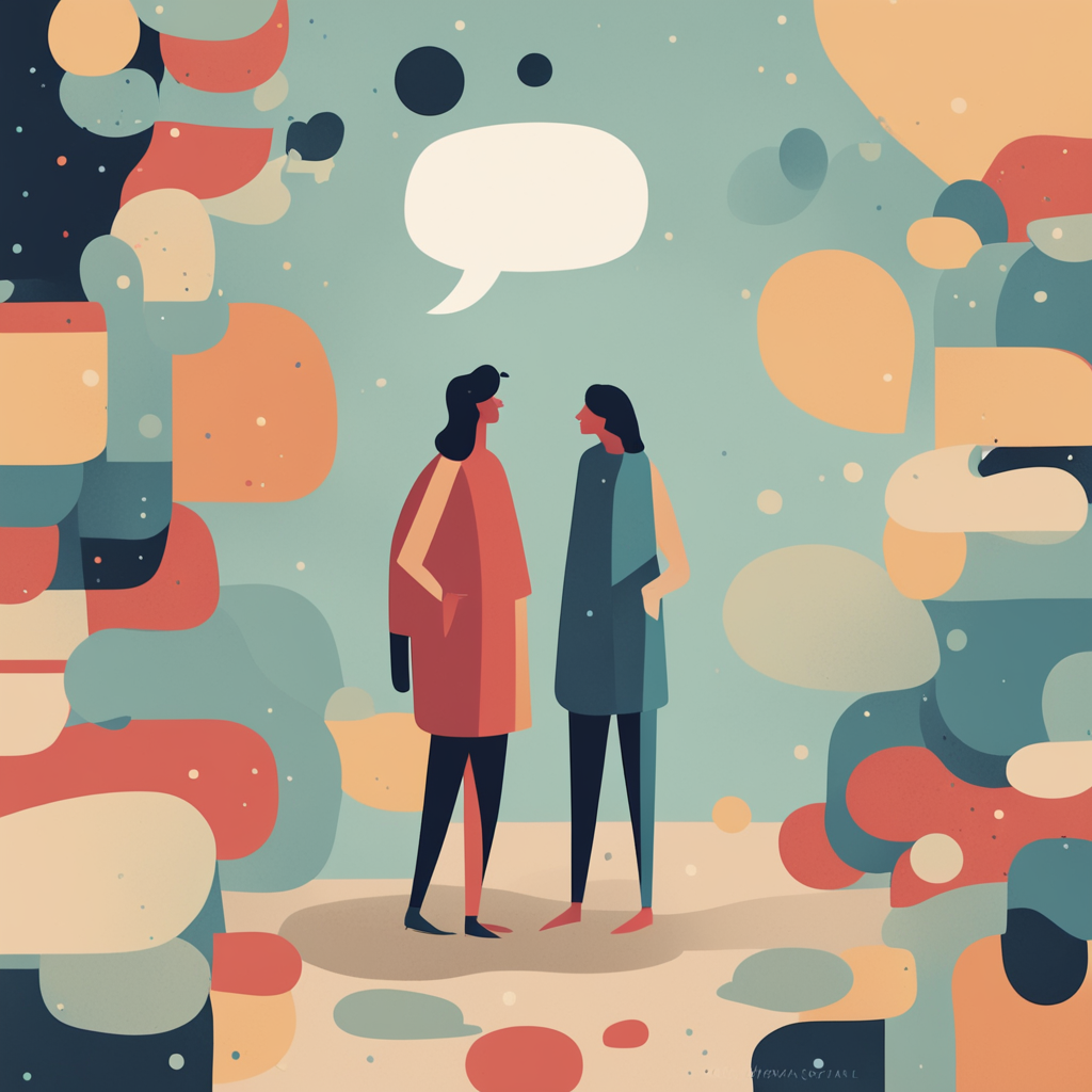 two people talking with chat bubbles