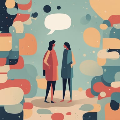 two people talking with chat bubbles