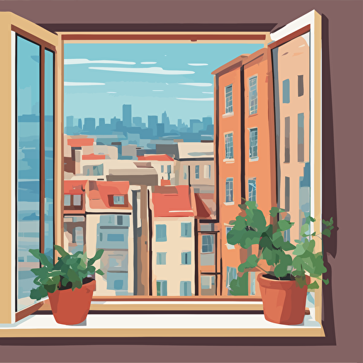 a window with a view of a city