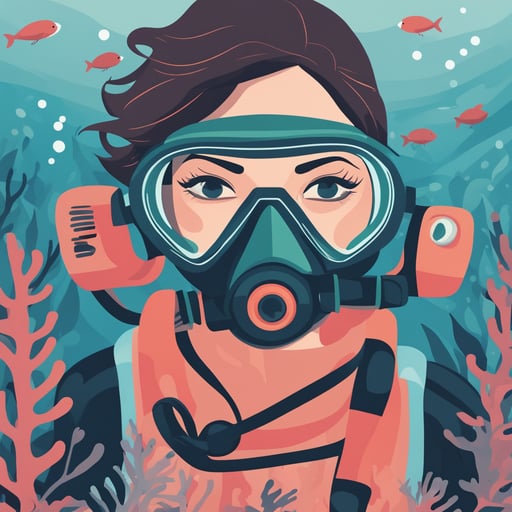 a woman scuba diving