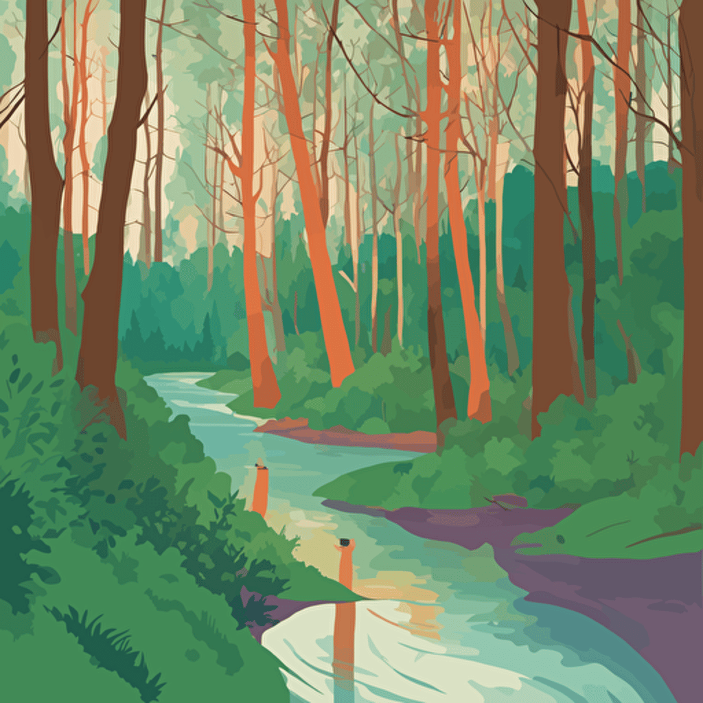 a forest with a river