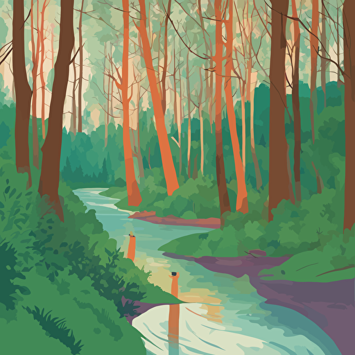 a forest with a river