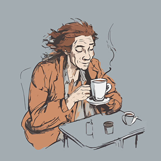 a person drinking coffee