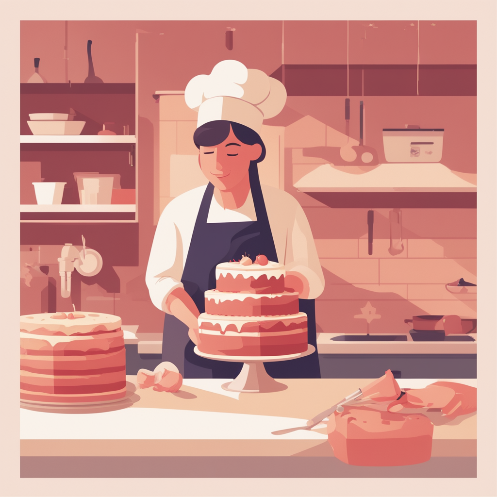 a person baking a cake