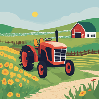 a tractor on a farm