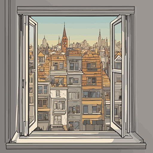 a window with a view of a city