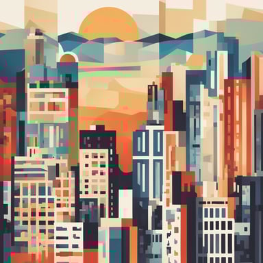 a sunsetting over a city