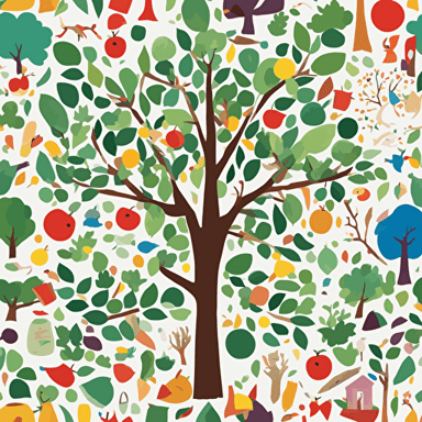 a tree with different objects in its branches