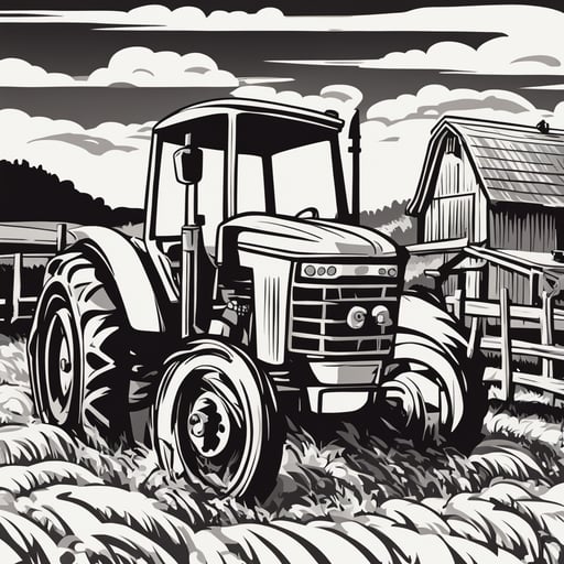 a tractor on a farm