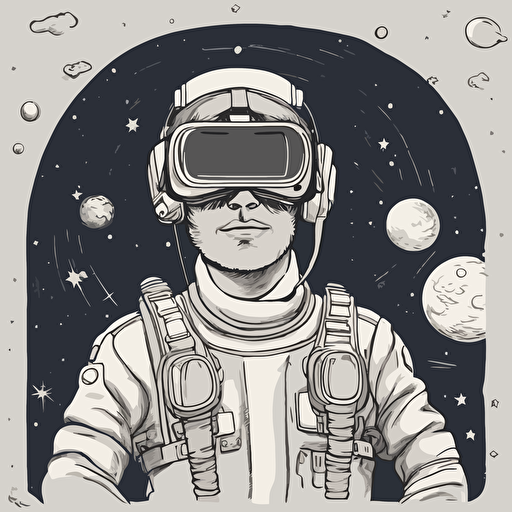 a person with vr headset floating in space